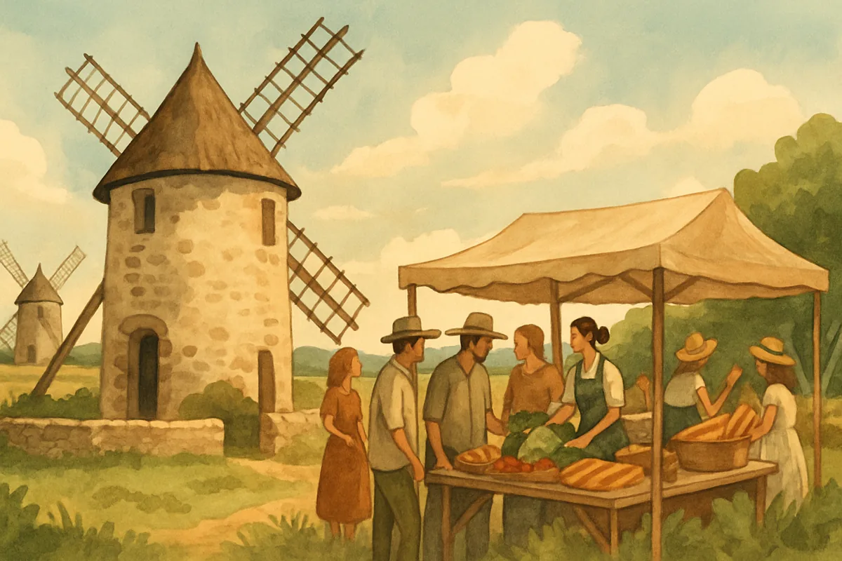 Marchés gourmands aux moulins : saveurs locales et atmosphère festive