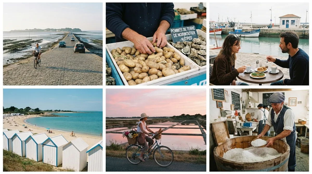 Une semaine sur l’île de Noirmoutier : Passage du Gois, plage et cabines blanches, marais salants à vélo, pommes de terre et sel de l’île