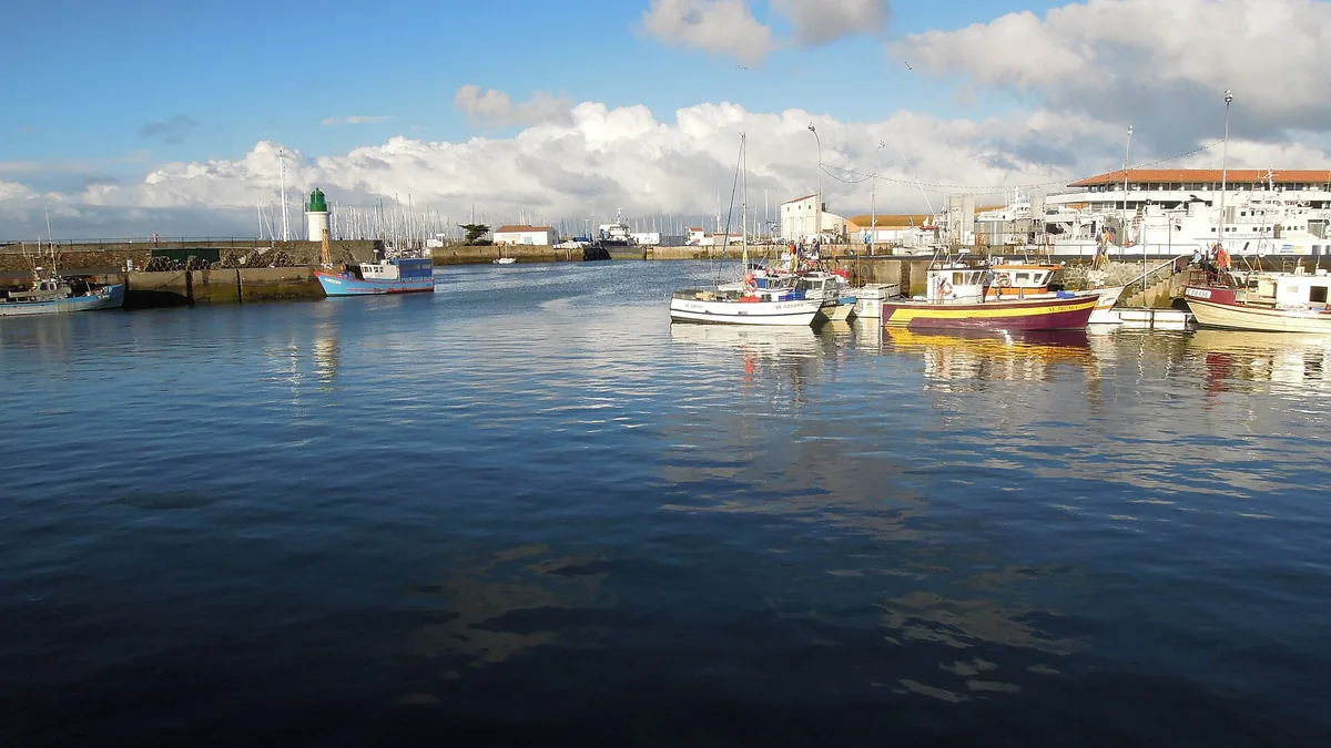 Vacances à l'île d'Yeu : bateaux et maisons du port de Port-Joinville